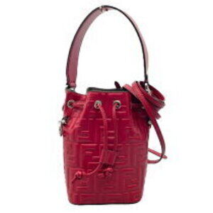 Fendi Montresor Red Embossed Leather Shoulder Bag